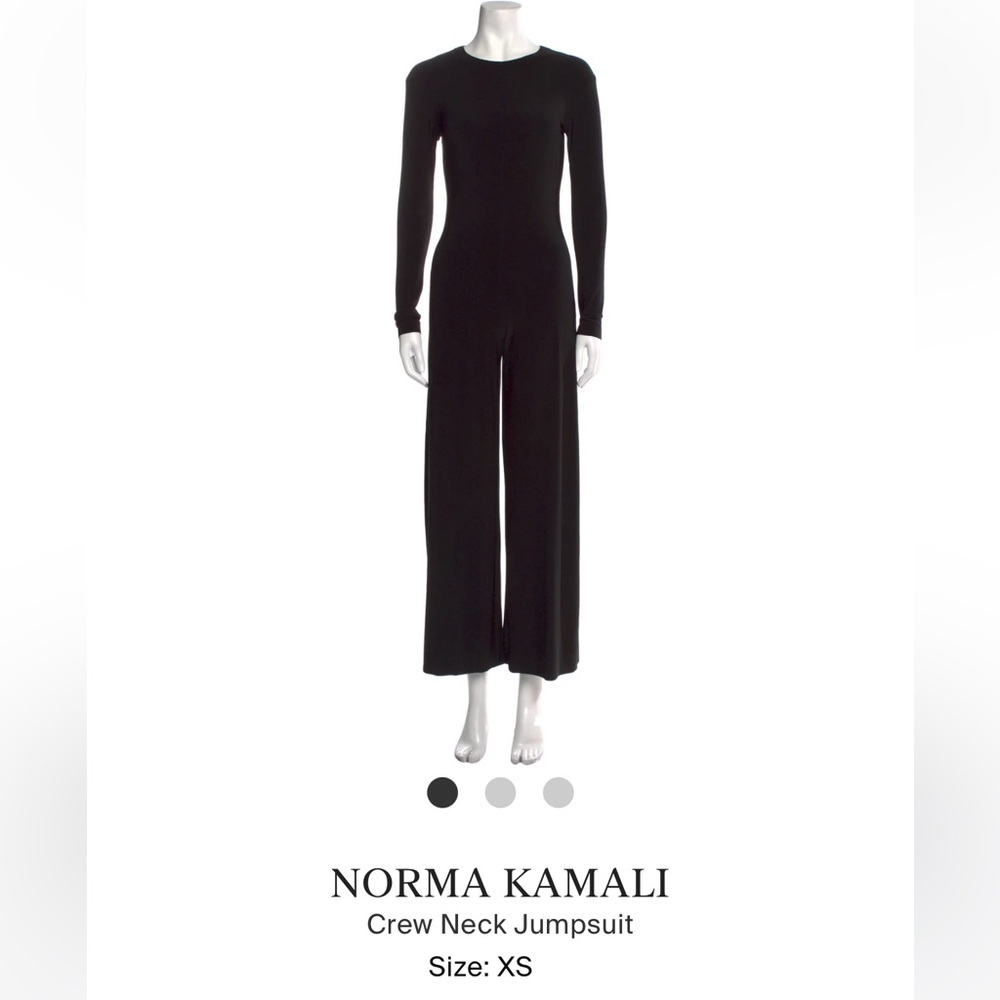 New Without Tags Norma Kamali Classic Scoop Neck Flared Jumpsuit in Black XS